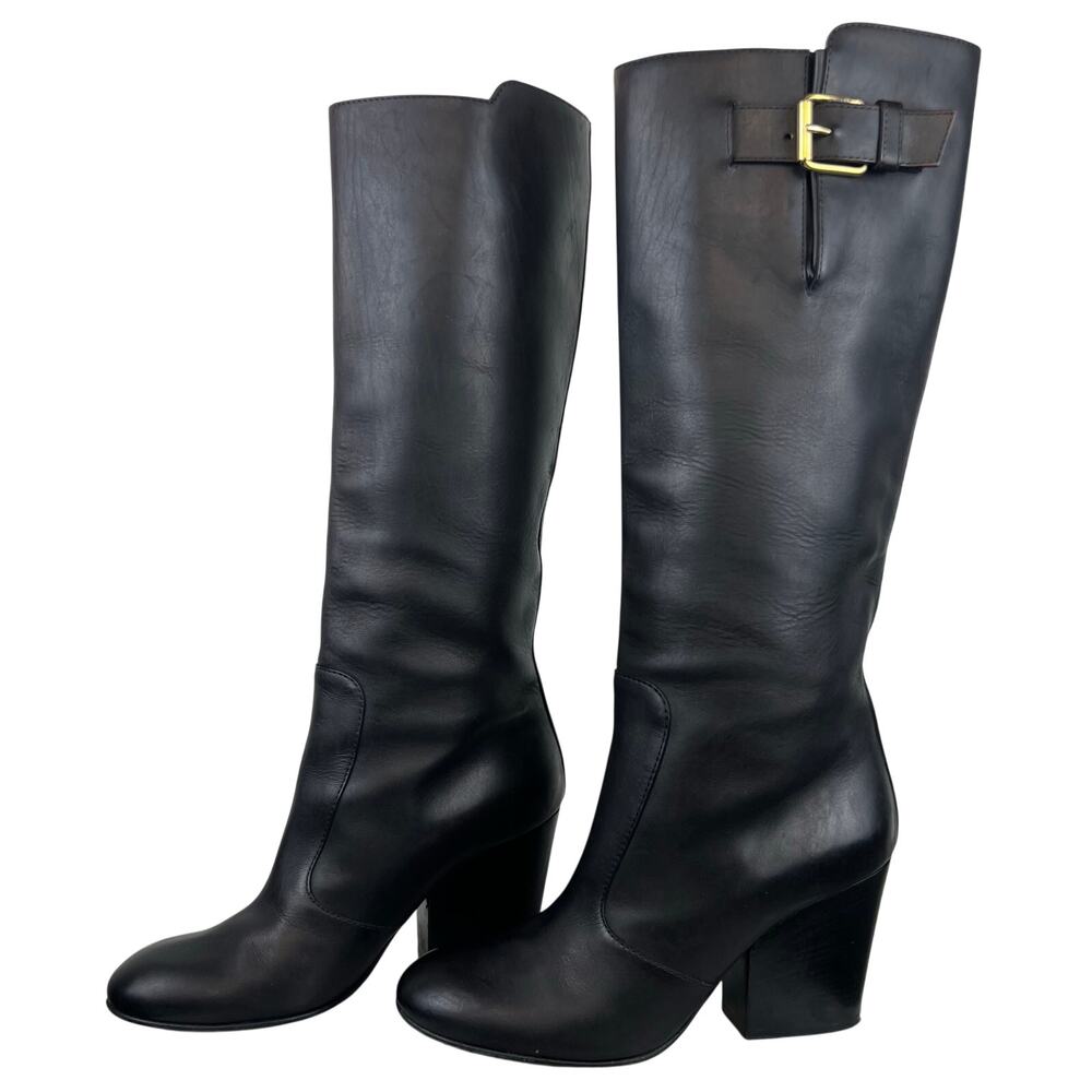 Giuseppe Zanotti Women's Black Genuine Leather Tall Designer Boots (Sz 8.5)